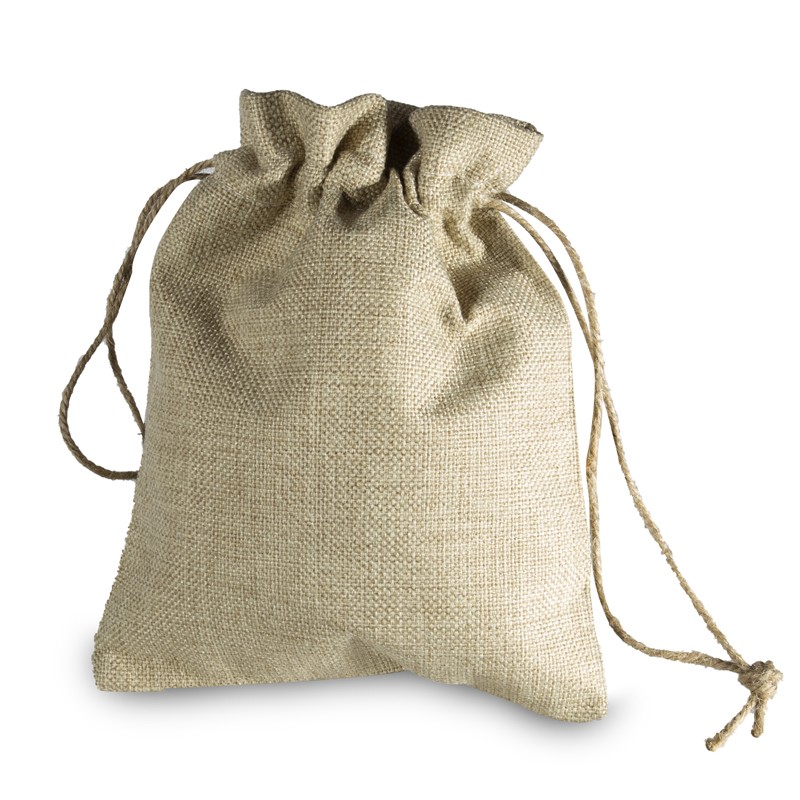 Large Faux Burlap Drawstring Bag