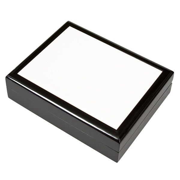 Jewellery Box with Ceramic Tile - Black 4 inch